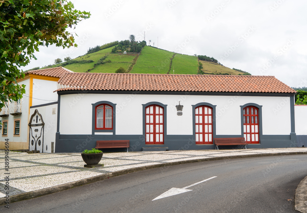 Azores, Island of Flores, colonial style house in Santa Cruz das Flores.