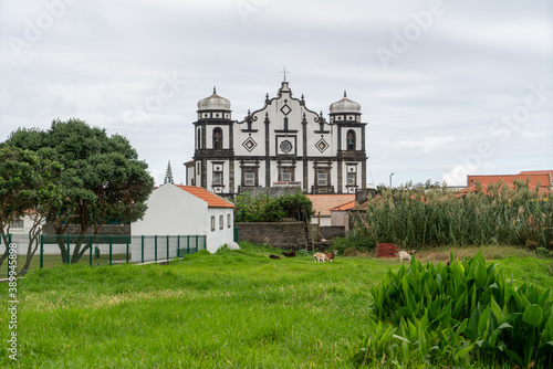 Portugal, Azores archipelago, on Flores island, city of Santa Cruz das Flores, View of Nossa Senhora da Conceiçao church