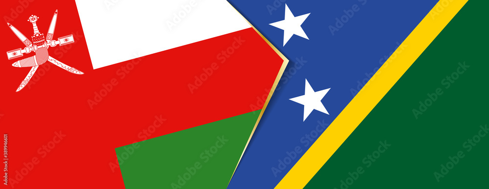 Oman and Solomon Islands flags, two vector flags. Oman and Solomon Islands flags, two vector flags.