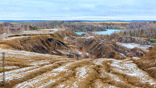 Abandoned coal quarries near Konduki village, Romantsevskie mountains, Russia