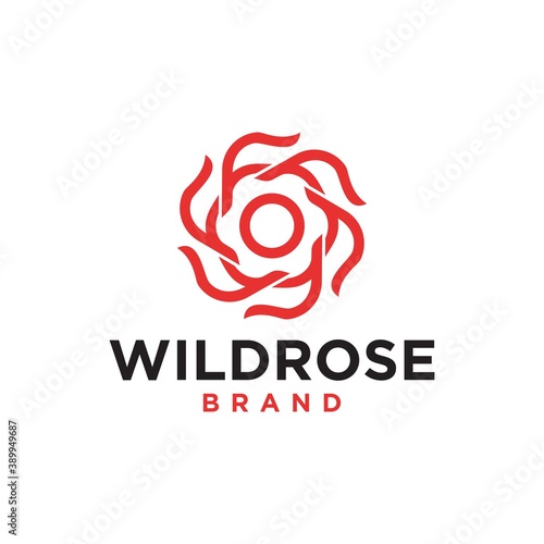 simple rose logo icon vector illustration in clean line outline style 