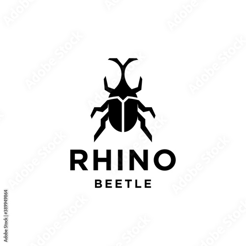 Rhinoceros beetle logo Vector icon design, Illustration of Japanese male stag beetle insect with horn