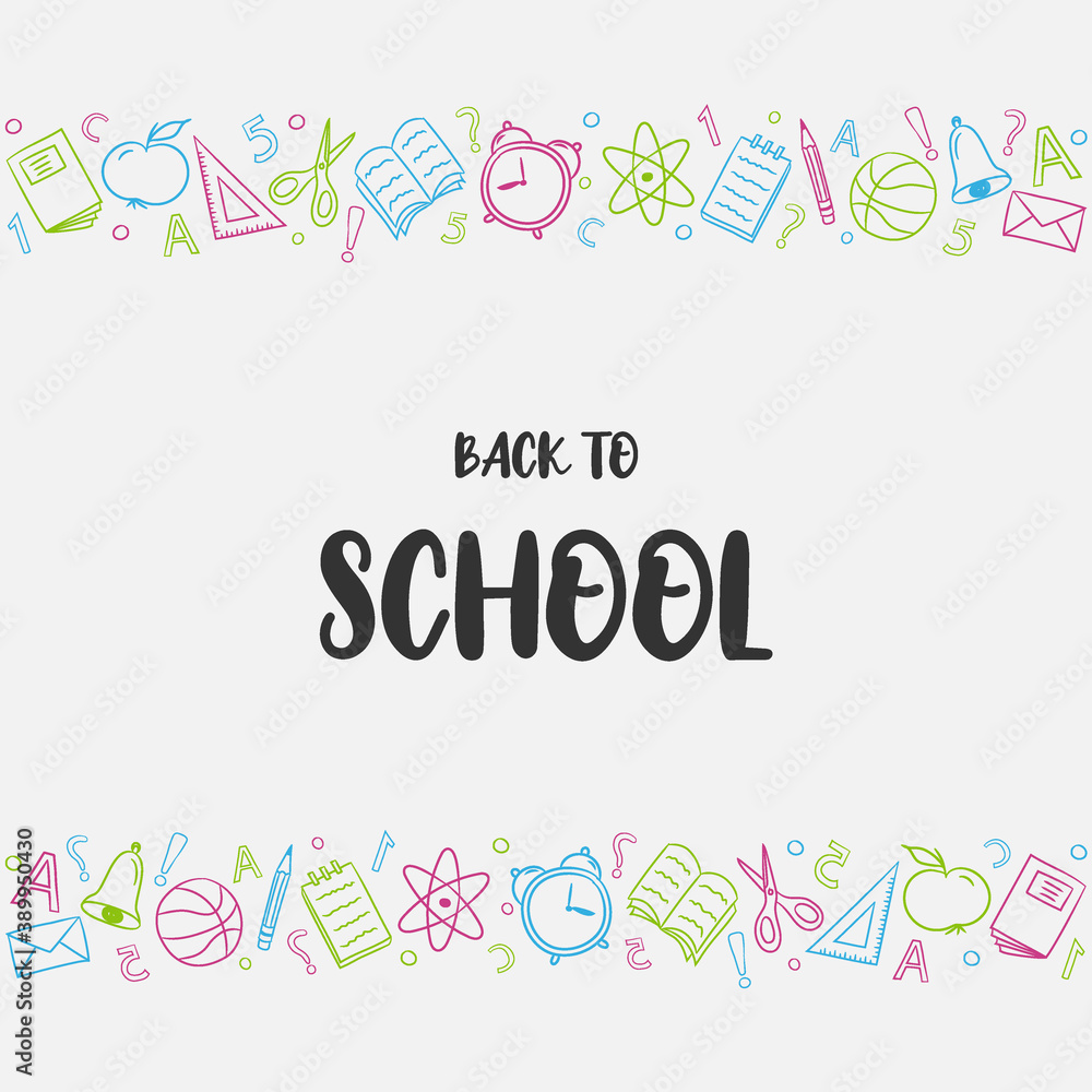 Back to School card. Background with funny draws. Vector
