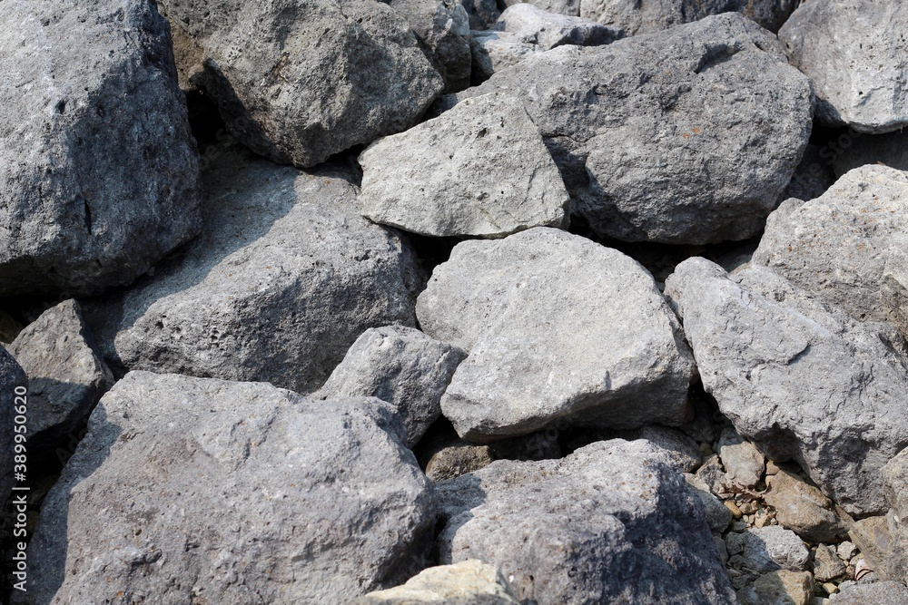 A close view of the rocks and stone pile surface.