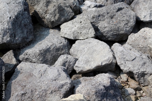 A close view of the rocks and stone pile surface.