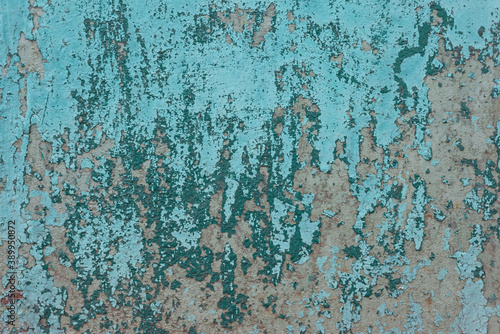 rusty metal texture blue cracked paint of old wall