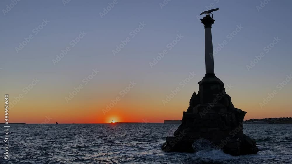 Beautiful landscape at sunset Monument to the sunken ships in Sevastopol Beautiful landscape at sunset Monument to the sunken ships in Sevastopol