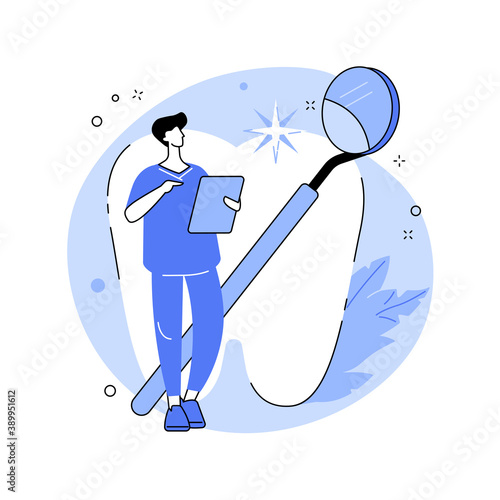 Dental examination abstract concept vector illustration. Dental care service, teeth examination, clinical procedure, visit a dentist, periodontal exam, comprehensive oral test abstract metaphor.