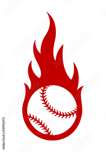 Vector illustration of baseball ball with simple flame shape. Ideal for sticker, decal, sport logo and any kind of decoration.