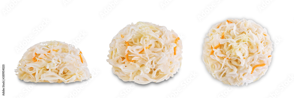 Fresh raw pickled cabbage with casrrot on a white isolated background Fresh raw pickled cabbage with casrrot on a white isolated background