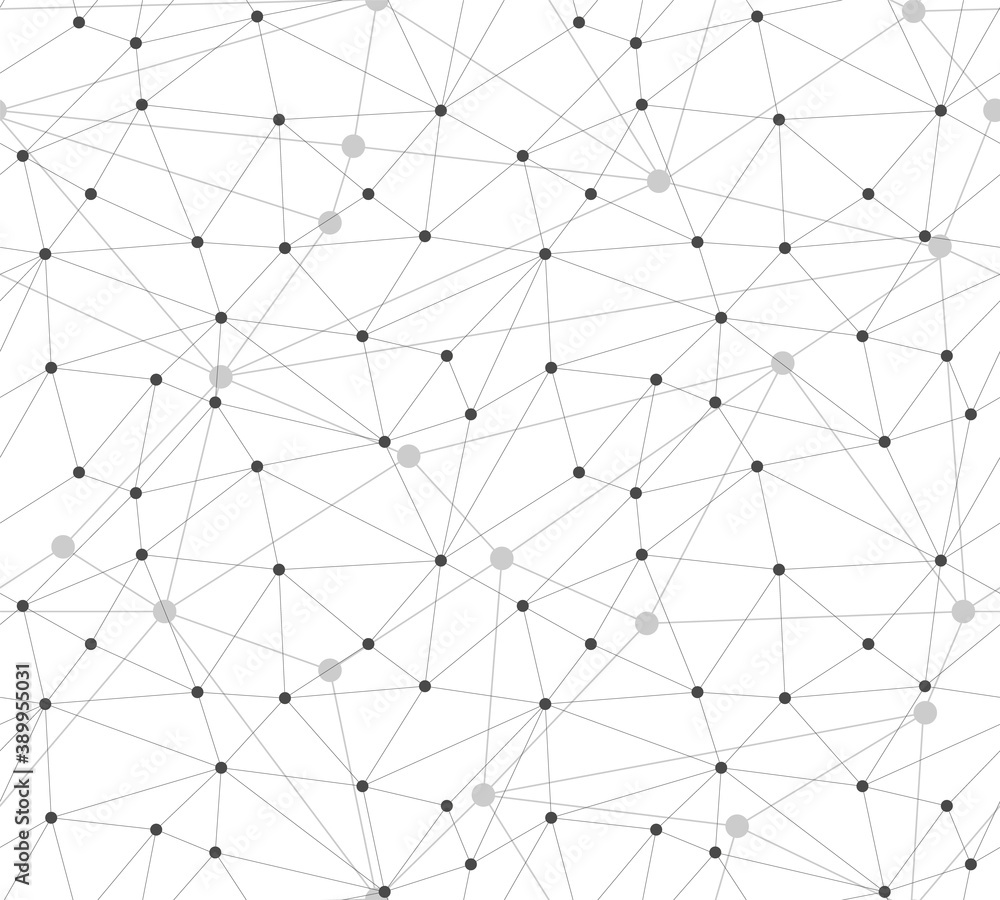 Communication dots and lines Seamless Pattern. Polygonal background, technology design Vector illustration