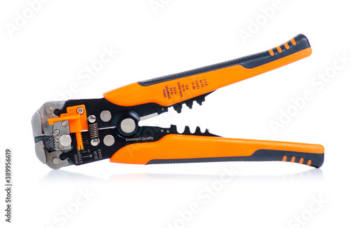 Wire cutter, insul crimper work tool on white background isolation