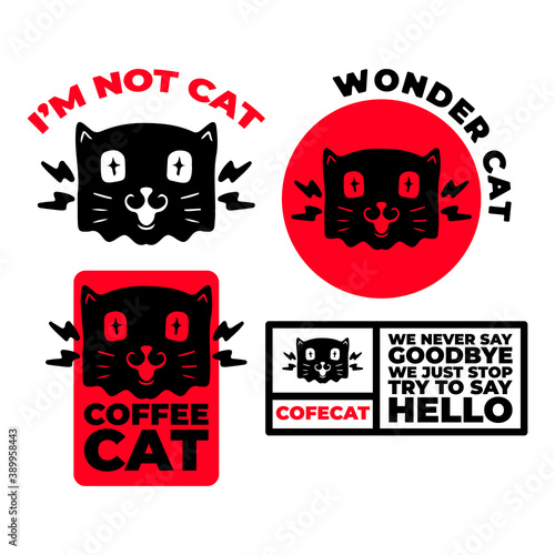 Cool cat in hype style, illustration for logo, poster, sticker, or apparel merchandise.With tribal and hipster style.