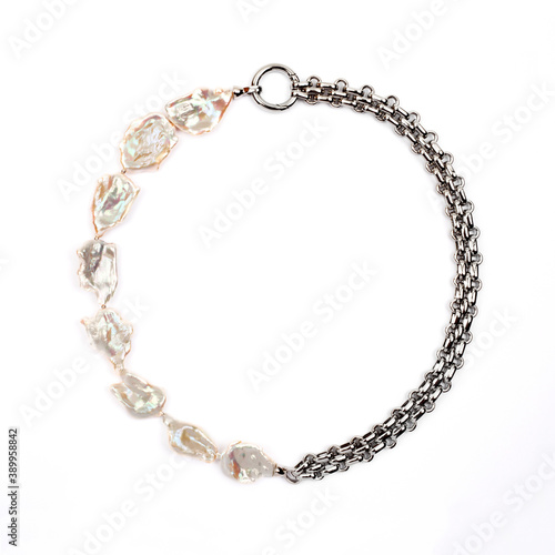 Wallpaper Mural Luxury elegant baroque pearl necklace on white background Torontodigital.ca