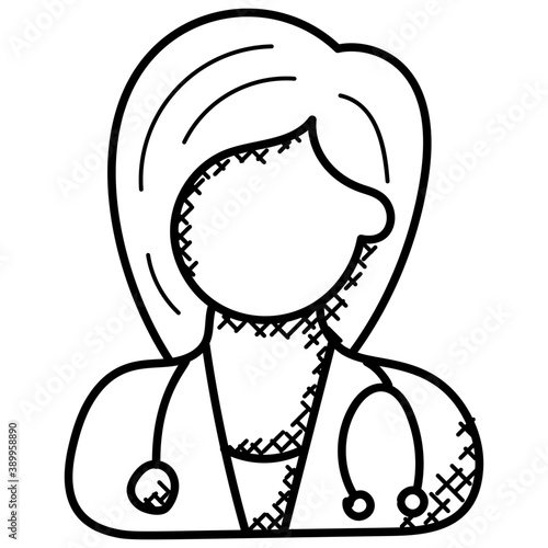 
A female male avatar wearing stethoscope represented to be a medical practitioner
