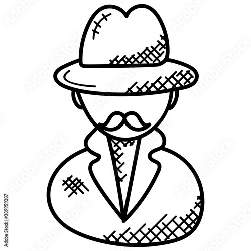 
doodle icon design of detective 
