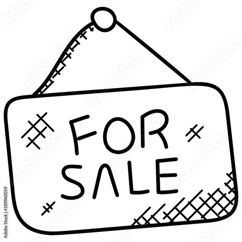 
Hanging sold sign board in a house, house auction
