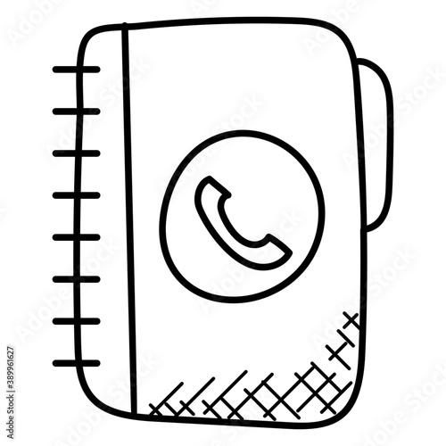 
All contacts in one place, doodle icon of phone book
