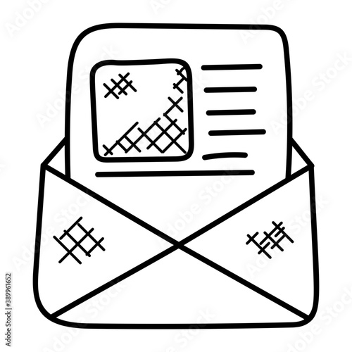 
An open envelope with paper representing mailbox
