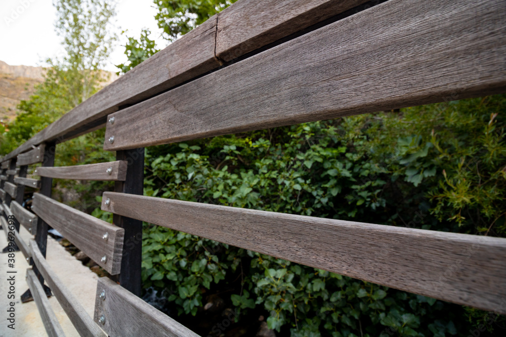 Wooden trails near the forest using for restriction Wooden trails near the forest using for restriction