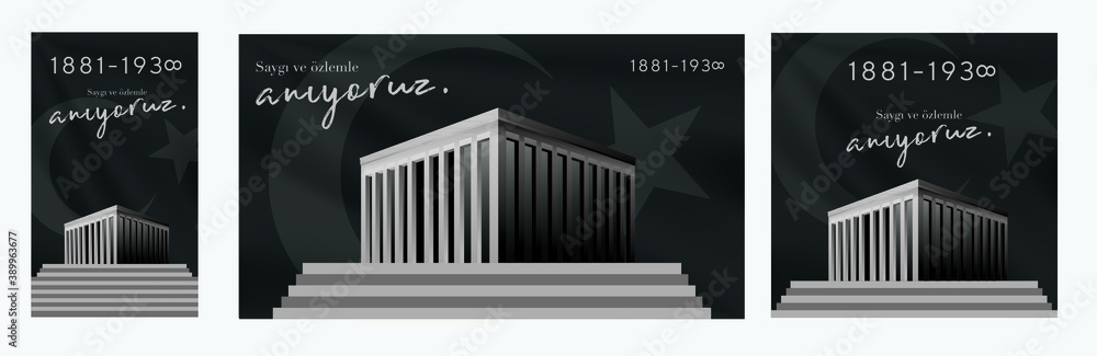 Obraz premium November 10 - Ataturk's Death Anniversary. National day of memory in Turkey. Translate: 10 Kasim Ataturk'u anma gunu ve Ataturk haftasi 