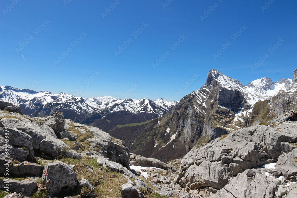 Background of mountains with snowy peaks