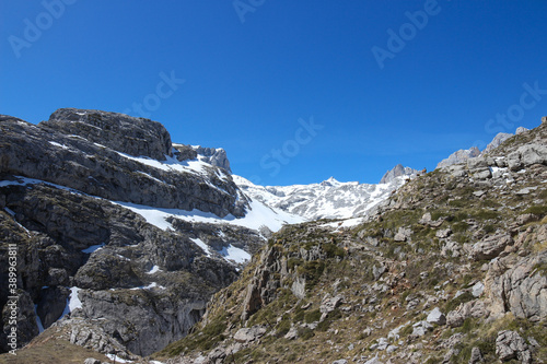 Background of mountains with snowy peaks