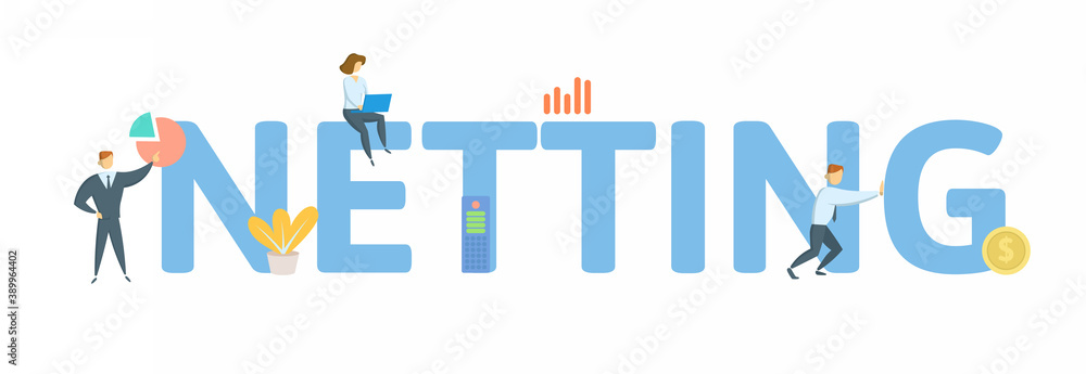 Netting. Concept with keyword, people and icons. Flat vector illustration. Isolated on white background. Netting. Concept with keyword, people and icons. Flat vector illustration. Isolated on white background.