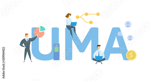 UMA, Unified Managed Account. Concept with keyword, people and icons. Flat vector illustration. Isolated on white background.