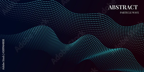 dynamic wave particle abstract background with blue gradient colors. Vector illustration photo