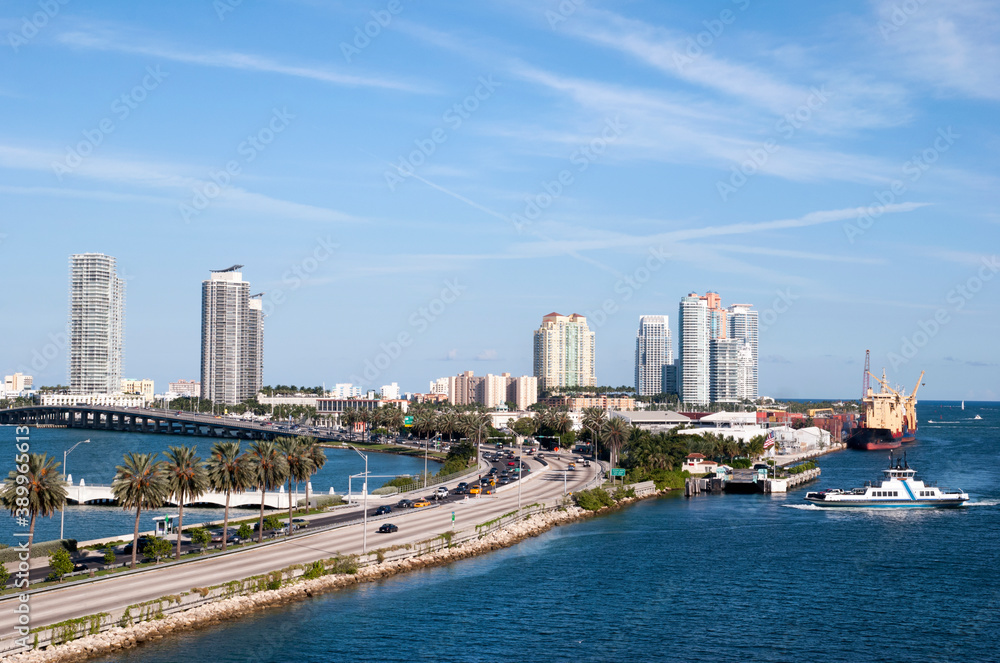 Miami MacArthur Causeway and Main Channel Miami MacArthur Causeway and Main Channel