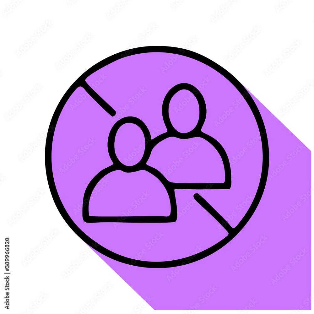 No people allowed flat line icon. Vector thin stop sign No people allowed flat line icon. Vector thin stop sign