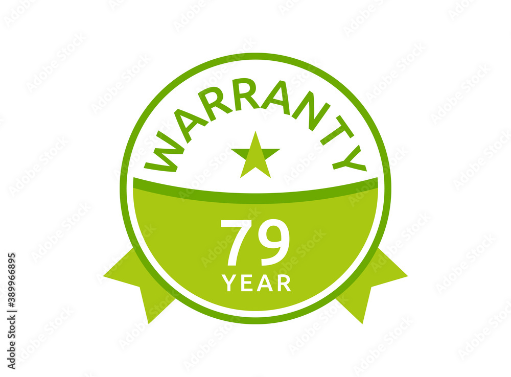 79 Year Warranty logo icon button stamp vectors, 79 years warranty green badges isolated on white background 79 Year Warranty logo icon button stamp vectors, 79 years warranty green badges isolated on white background