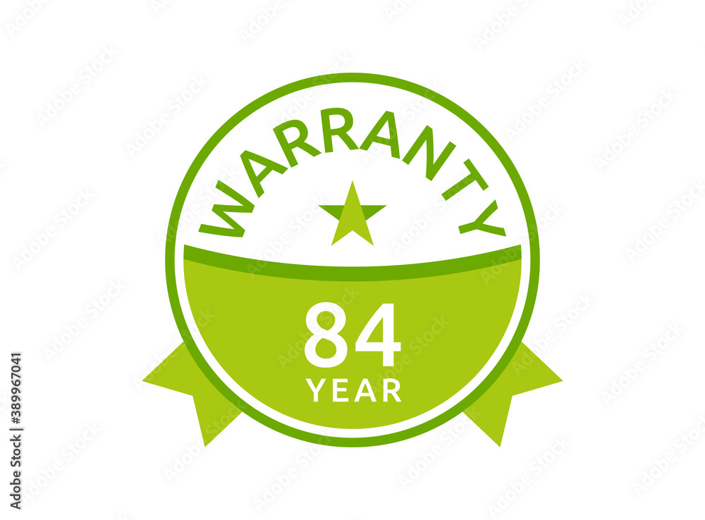 84 Year Warranty logo icon button stamp vectors, 84 years warranty green badges isolated on white background 84 Year Warranty logo icon button stamp vectors, 84 years warranty green badges isolated on white background