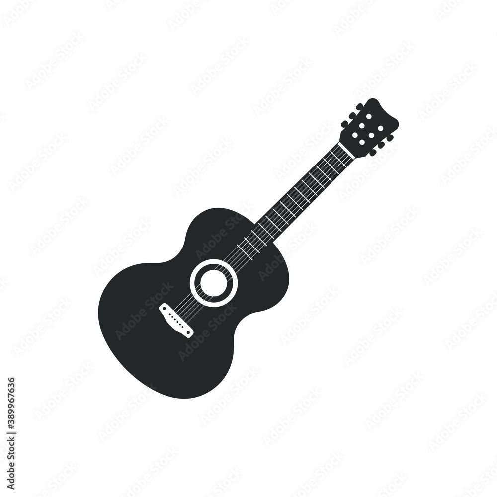 Black guitar icon. Music symbol isolated on white background. Vector illustration Black guitar icon. Music symbol isolated on white background. Vector illustration