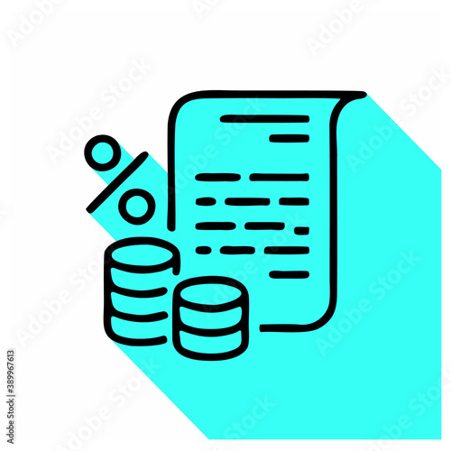 Deposit interest flat line icon, credit, loan commission.