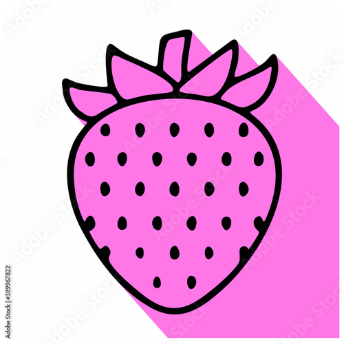 Strawberry flat line icon, sweet berry sign, healthy food logo.