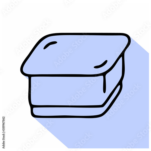 Yogurt, flat line logo, sour cream vector icon. Dairy product illustration.