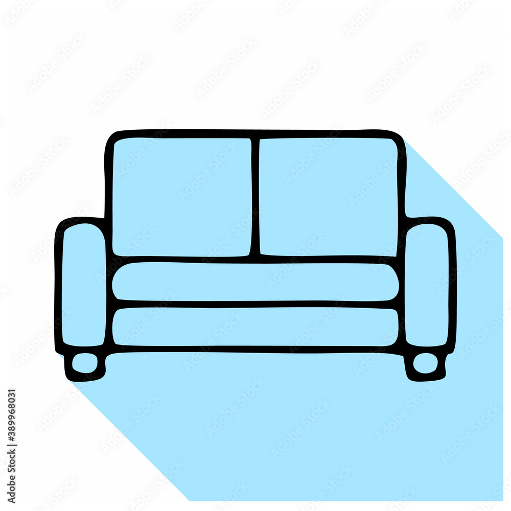 Sofa flat line icon. Apartment furniture sign, vector illustration of living room couch. Sofa flat line icon. Apartment furniture sign, vector illustration of living room couch.