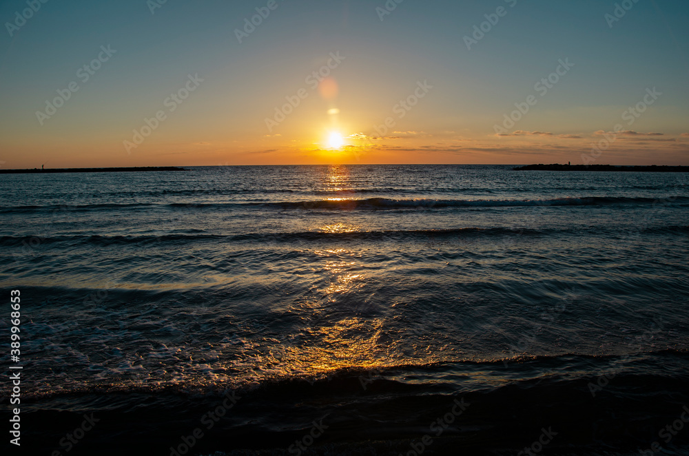 yellow sunset in the seascape