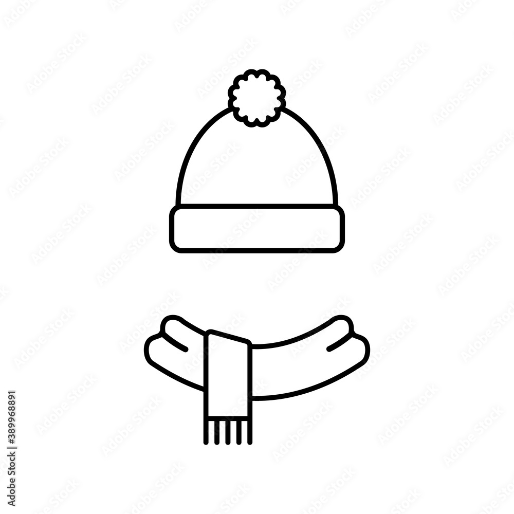 Fototapeta premium Scarf and hat icon design. Vector illustration. Isolated.