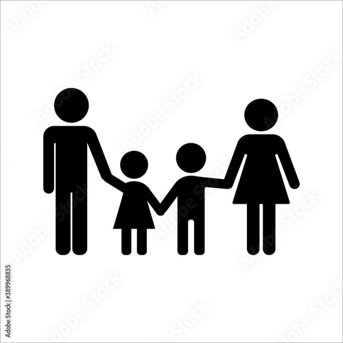 Family holding hands icon. Flat deisign. Isolated.