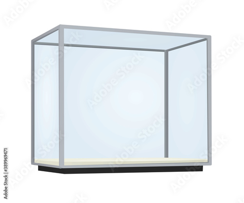 Empty glass showcase. vector illustration