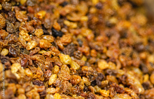 Close up of a mountain with yellow raisins