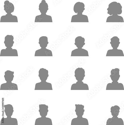 Big set of flat avatar, vector people icon, user faces design illustration,  including male and female . User flat avatar icon, sign, profile people symbol