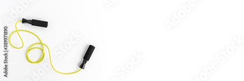 Jumping rope isolated on white background. Fitness concept. Banner