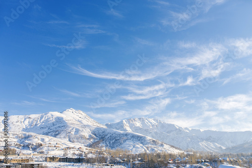 Winter in the mountains of Uzbekistan, Tien Shan mountains, rest in the mountains in winter © Sunshine