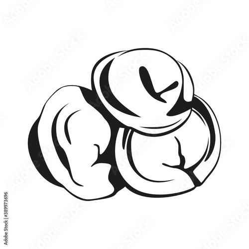 Food and convenience foods, a set of meat dumplings. Vector sketch, an icon from a group of objects