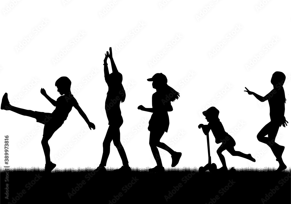 Children black silhouettes. Conceptual illustration.