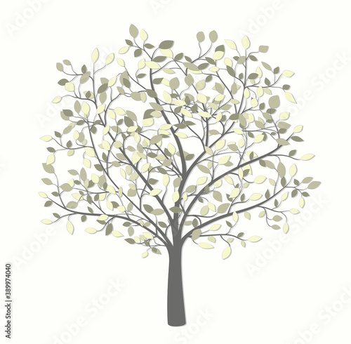 Autumn tree with leaves in vintage style on a light background